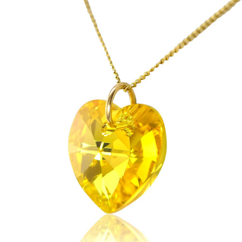 Jewellery swarovski crystal yellow stone pendant necklace gold