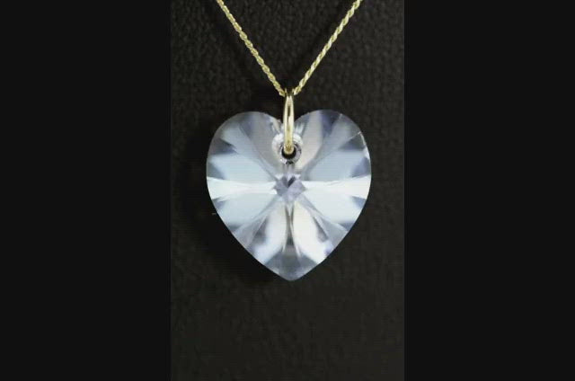 Diamond crystal April birthstone necklace gold heart pendant