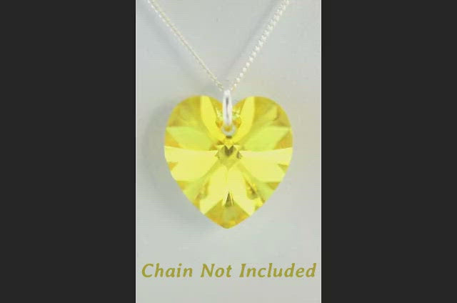Yellow Citrine crystal November birthstone jewellery silver heart pendant