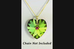 Womens jewellery green crystal pendant gold heart necklace charm