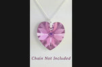 Heart charm silver handmade crystal necklace pendant pink gifts for girls