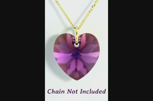 Purple amethyst crystal February birthstone jewellery gold heart pendant