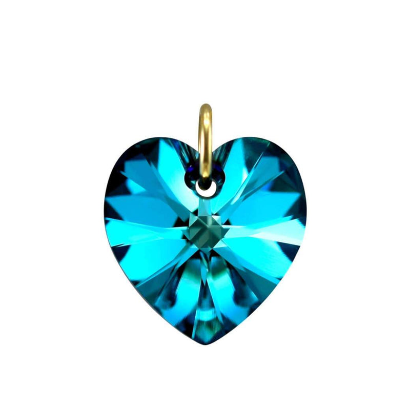 9ct gold dark blue crystal pendant only heart shape jewellery by Lua Joia