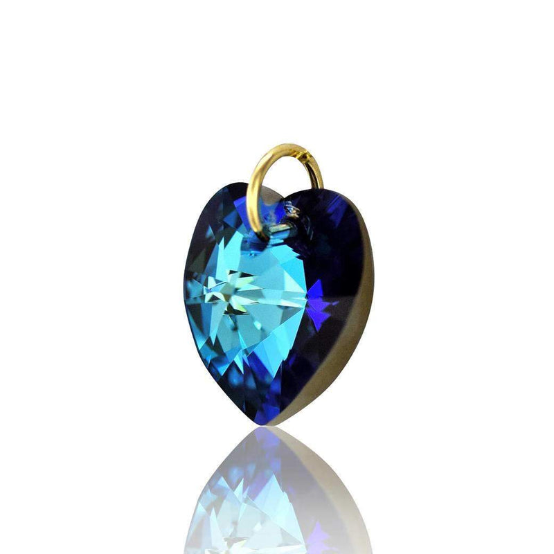 solid gold dark blue crystal pendant only heart shape jewellery by Lua Joia