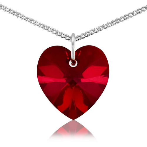 Red garnet January birthstone necklace sterling silver heart pendant