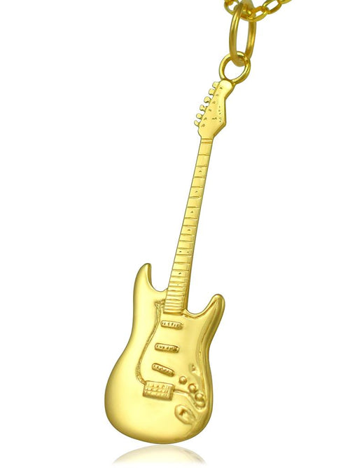 Mens gold guitar necklace music gifts for him