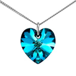 Lua Joia sterling silver blue crystal necklace heart pendant jewellery for women