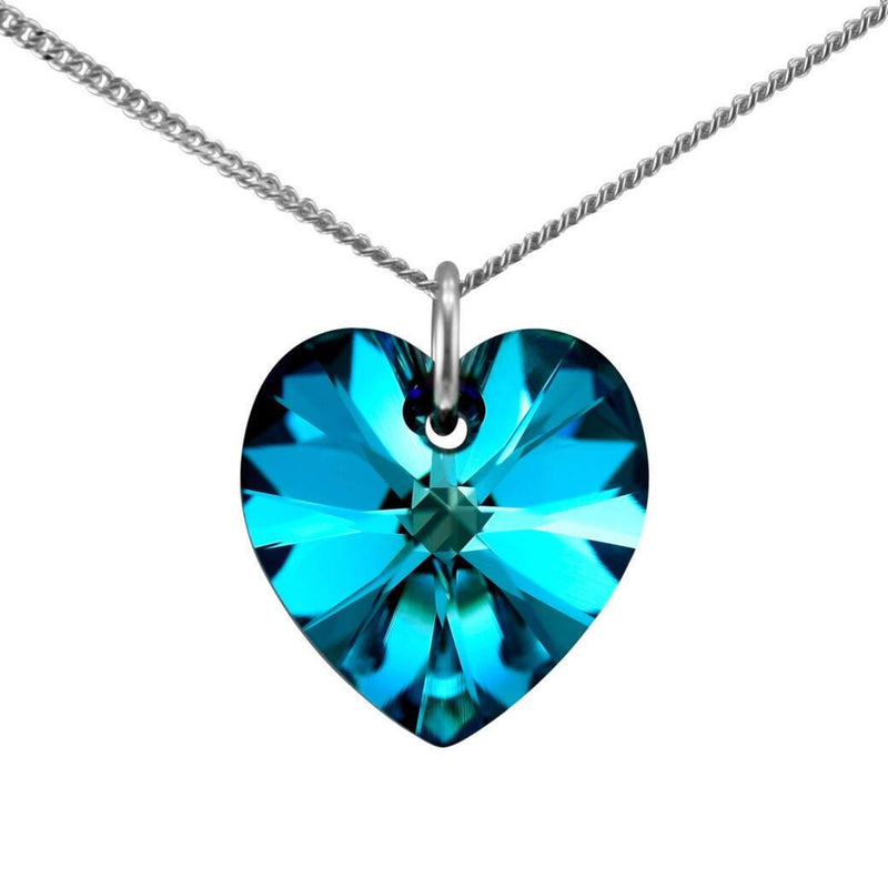 Lua Joia sterling silver blue crystal necklace heart pendant jewellery for women