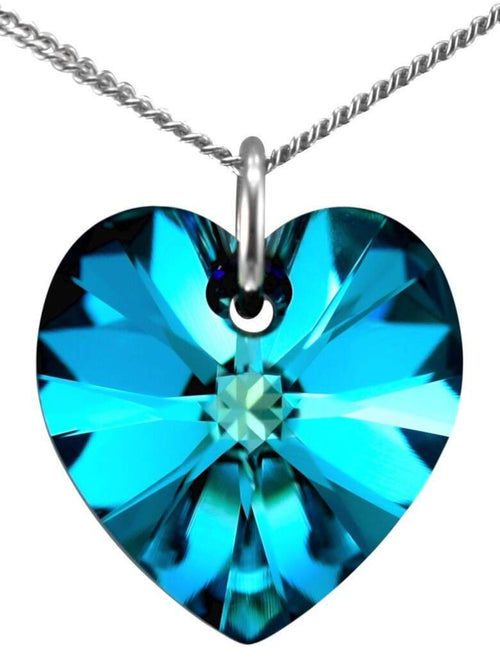 sterling silver dark blue crystal necklace heart pendant  